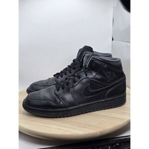 Mens Size 8 - Nike Air Jordan‎ 1 Triple Black Mid Shoes 554724-021